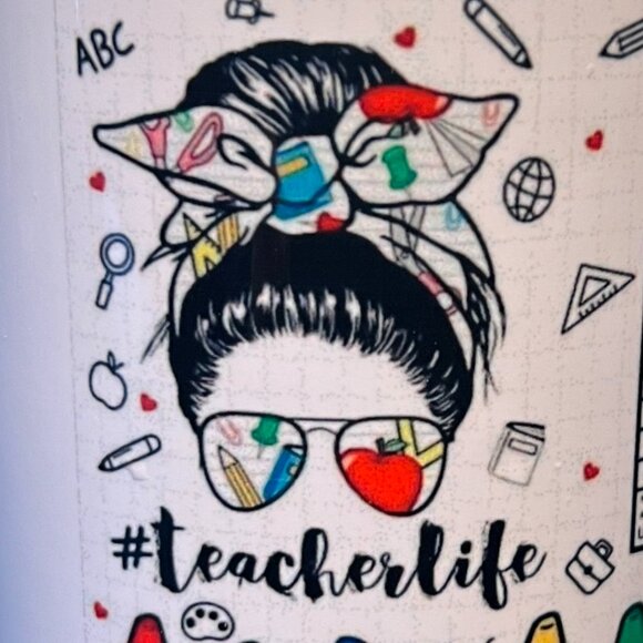 #TEACHERLIFE Teacher Nutrition Facts / Postives Attributes Ceramic Mug ~ School - Picture 4 of 8